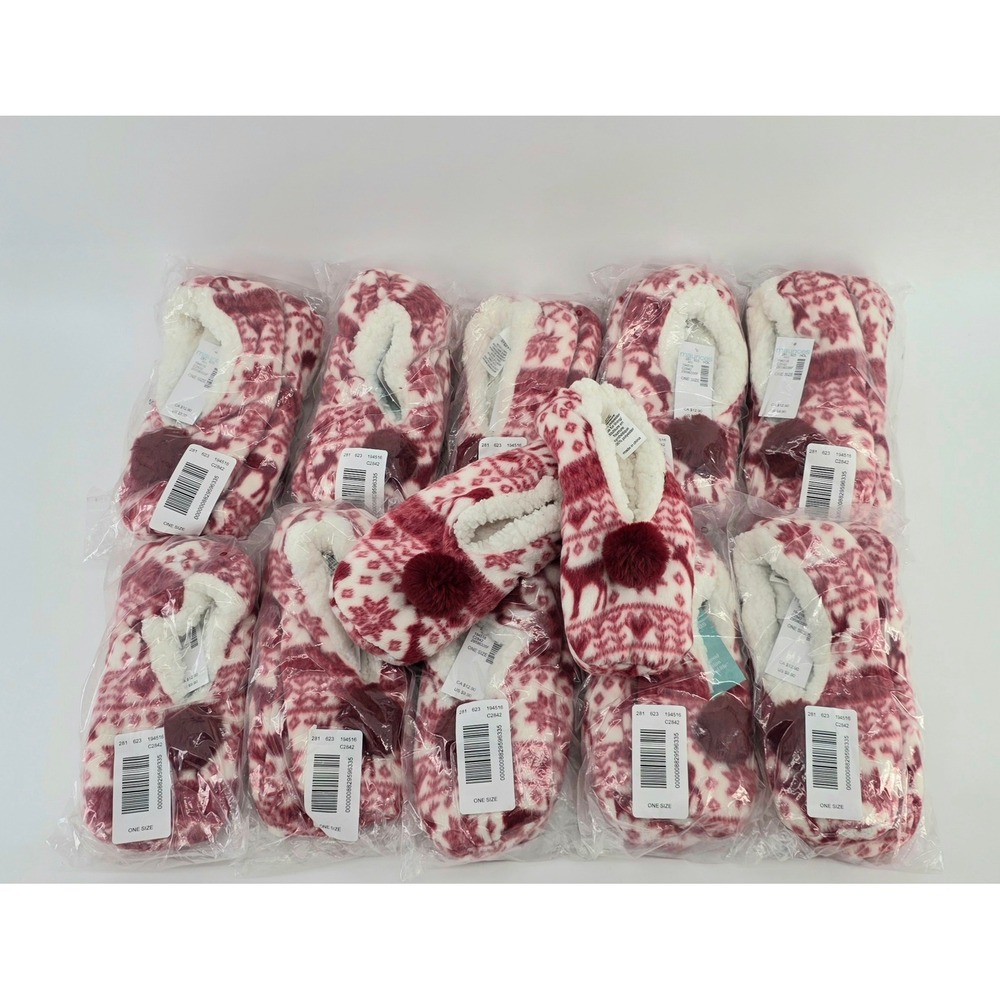 Maurices Nordic Reindeer Slipper Socks Lot of 11 pairs One Size Womens Red White